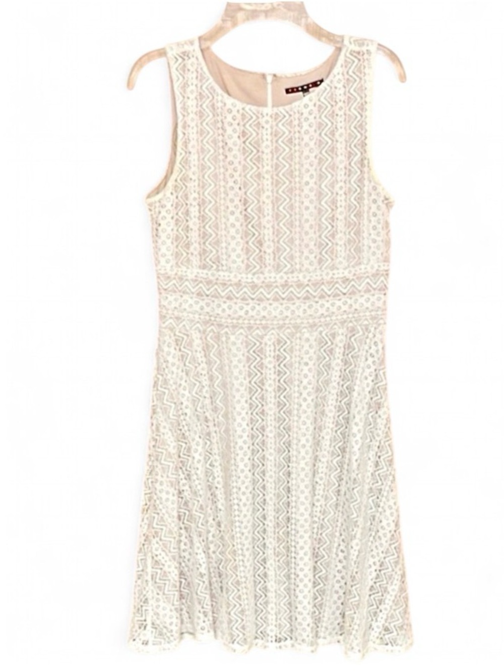 Tiana B Ivory Lace A-Line Dress Size 8 Nude Lined Wedding Guest Formal Dress
